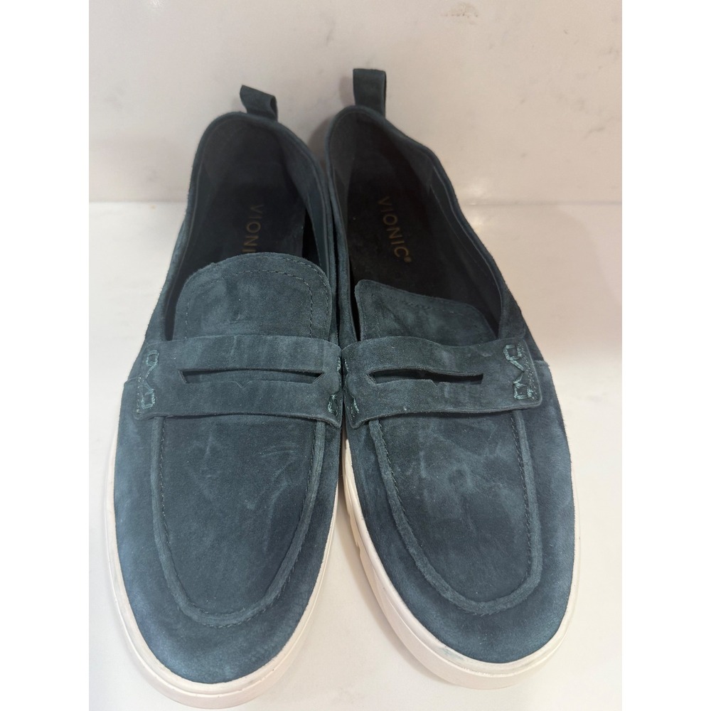 Vionic Uptown Loafers Womens 9.5 Blue Suede Penny Slip On Platform Shoes